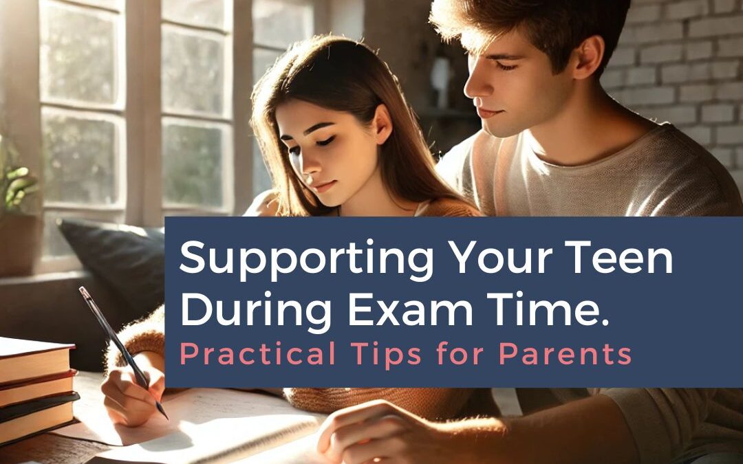 Parent supporting their teen during exam study time.