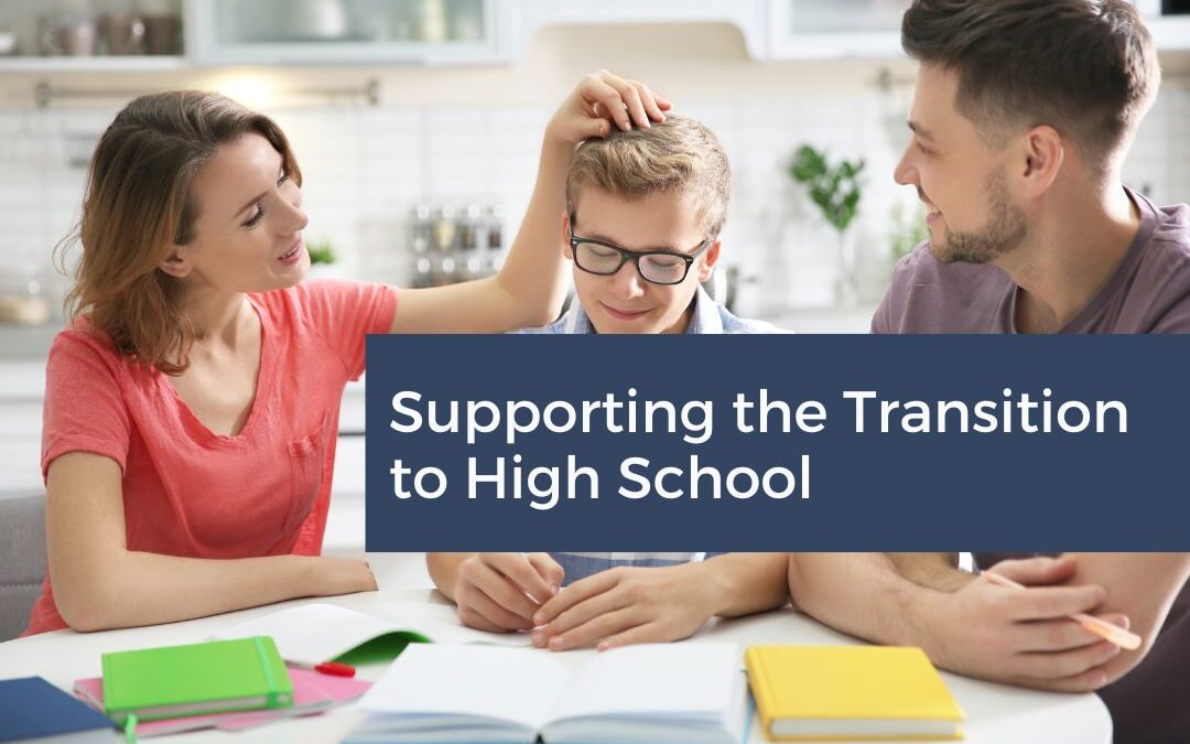 Parents talking to their child providing support on their transition to high school.